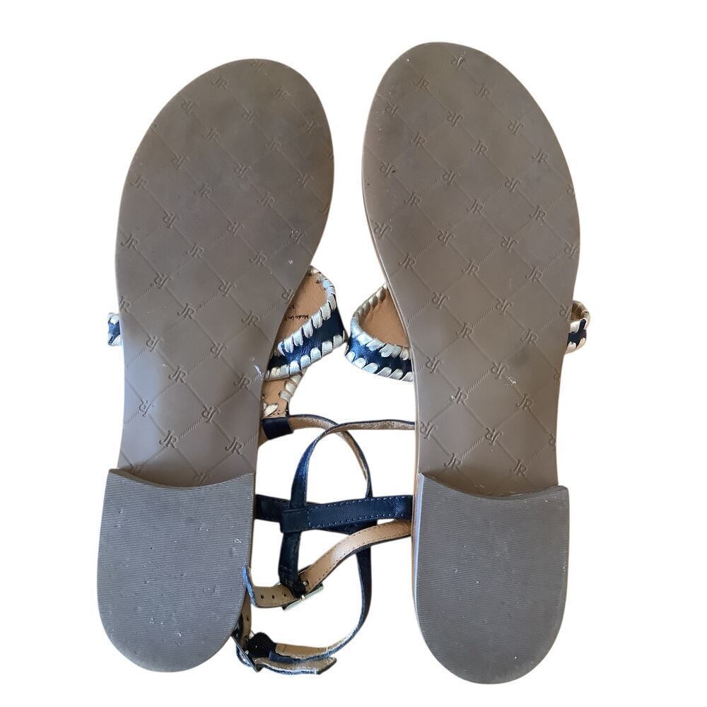 JACK ROGERS “MACI” NAVY BLUE/GOLD WHIPSTICHED SLINGBACK SANDALS 11M - Picture 8 of 11